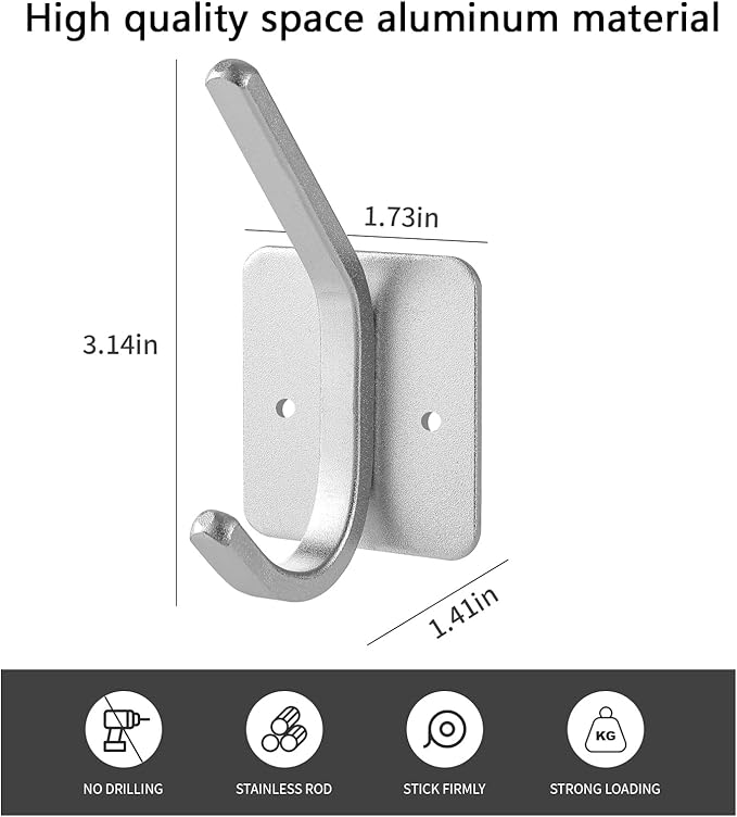 Paoli Heavy Duty Self Adhesive Hooks - Sturdy self Adhesive Hooks for Home, School and Office Easy to fit and Remove,with a Maximum Load Capacity of 30lb (4 PC).