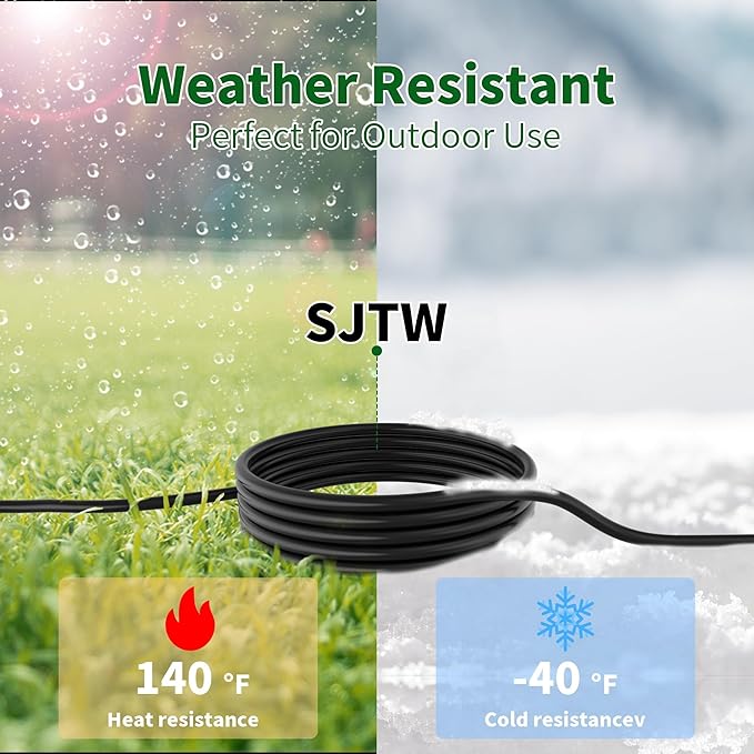 2 Way Power Extension Cord Splitter 30 Ft Total (18+6+6)-3 Prong 1 to 2 Extension Cord Cable Y Splitter-Outlet Adatper-SJTW Outdoor for Halloween Christmas Lighting Landscaping-16AWG 13A 125V-UL-1T2