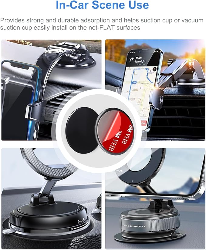 Dashboard Pad Mounting Disk for Suction Cup Phone Mount, 3Pcs 3.15" Ultra Sticky Heat-resistant Replacement Disc for Car Dashboard, Vacuum Suction Phone Holder, Dash Mount, GPS Holder Suction Mount