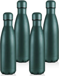 Volhoply 17oz Insulated Water Bottles MultiPack, BPA Free Water Bottle for Kids, Gym, Travel, Sports, Available in Packs of 1, 4, or 8（Army Green,4 Pack）