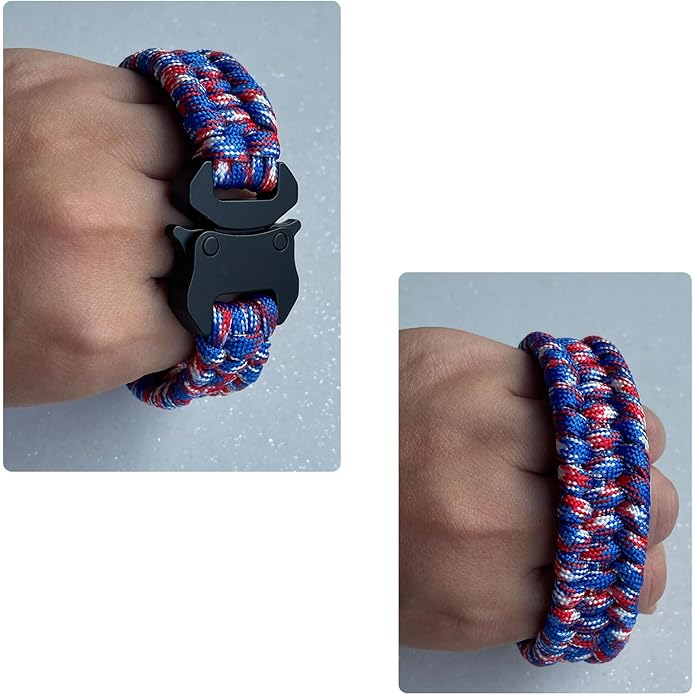 Parachute Cord Bracelets Trilobite Weaved Paracord Bracelet with Side Release Buckle 8.7 inch Black Bracelet for Men Women 1 Set