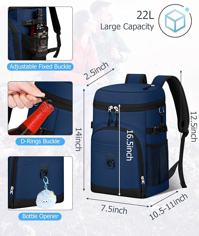 Cooler Backpack, 22L Waterproof Soft Backpack Coolers Leak Proof Beach Backpack Insulated Picnic Lunch Bag for Fishing Camping,Beach,Hiking,Travel