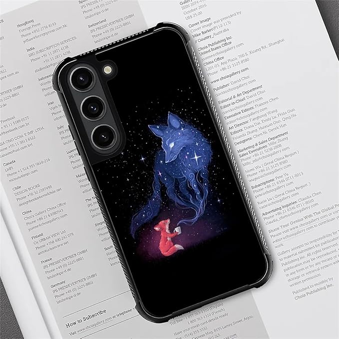 for Samsung Galaxy S23 Plus Case, Galaxy Fox Wolf Pattern Graphic Design Girl Boy Soft Silicone Hard Acrylic Shock Protection for Samsung Galaxy S23 Plus