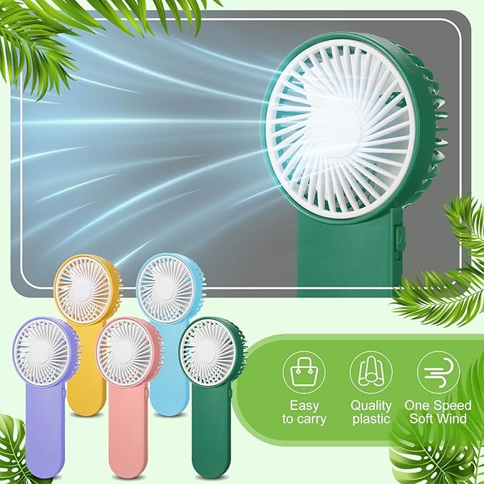 Sumind 20 Pcs Small Personal Portable Fan Mini Handheld Bulk 1 Speed Electric Cute Battery Powered for Neck Lash Makeup Women Men Travel Camping Indoor Outdoor Summer (5 Colors)