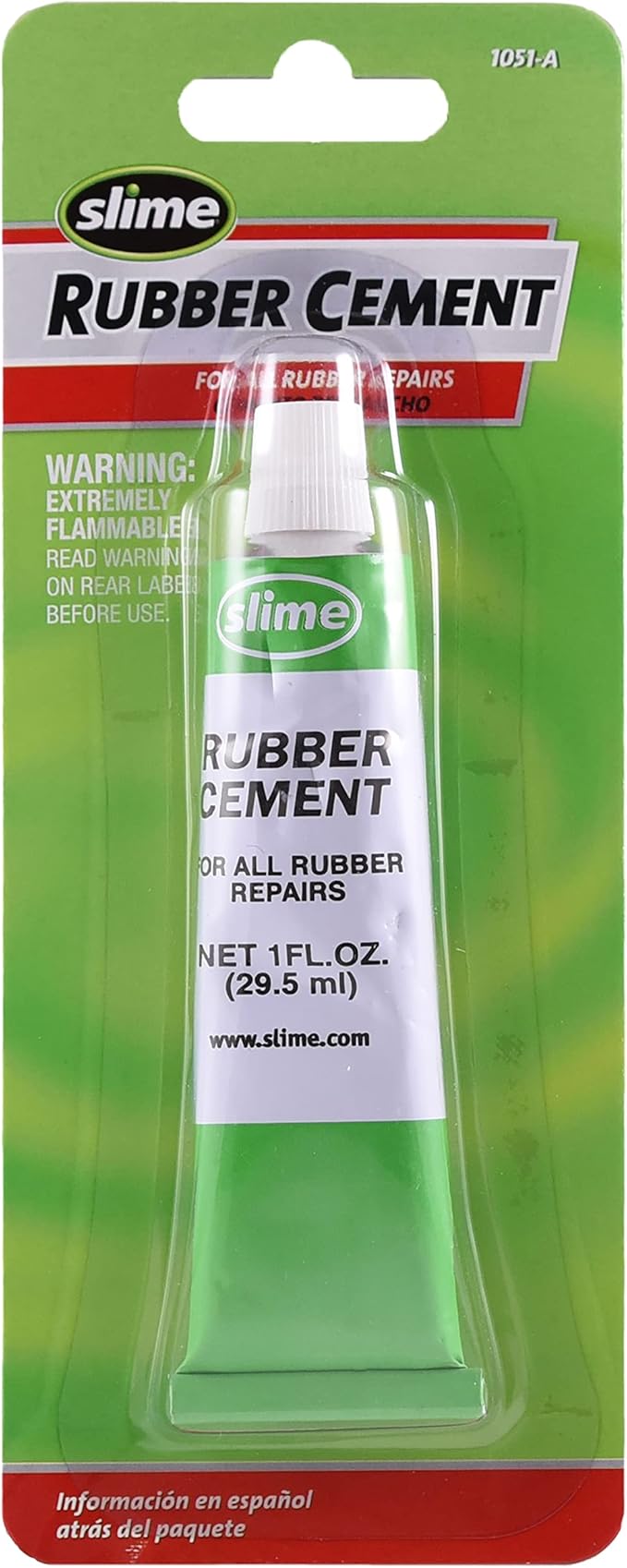 Slime 1051-A Rubber Cement, Tire Repair, Use with Slime Plugs or Patches, 1 oz. Tube