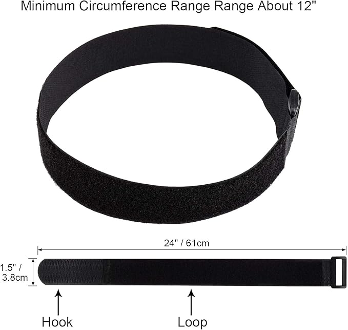 1.5 x 24 Inch Hook and Loop Cable Tie, 12 Pack Heavy Duty Adjustable Fastening Adhesive Cinch Strap with Plastic D-ring Buckle, Multi-Purpose Reusable Cord Organizer by Cacturism