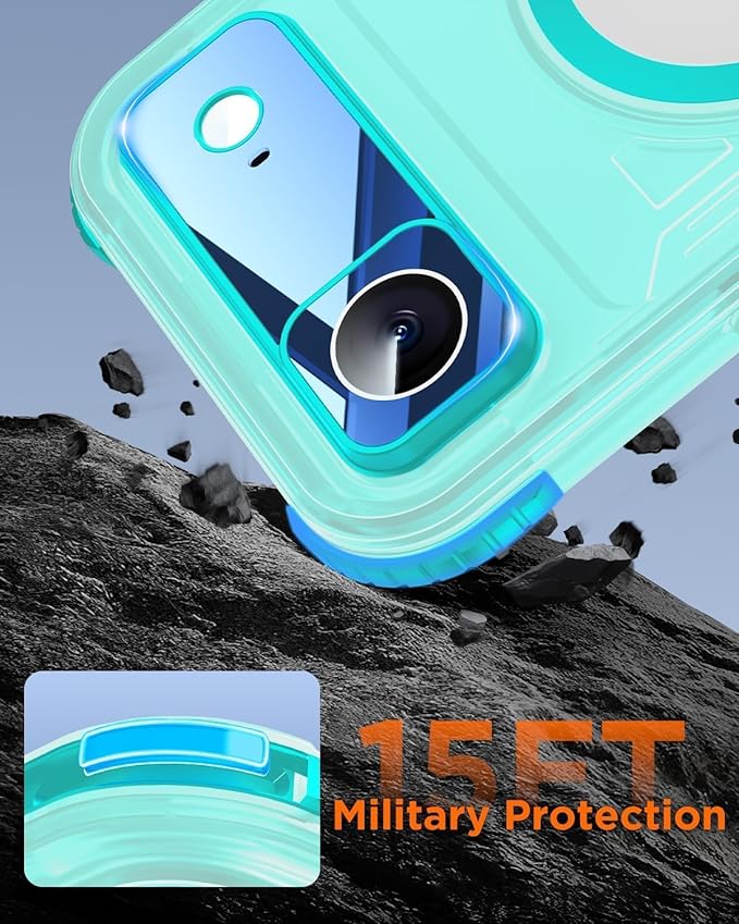 for iPhone Air Waterproof Case with Magsafe, Built-in [Camera & Screen Protector] [Lanyard], IP68 Water Proof Full Body Dustproof Heavy Duty Frosted Protective Phone Cover, 6.7" Teal