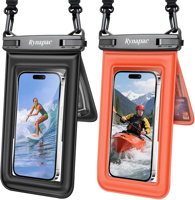 [Up to 8.5''] Waterproof Phone Pouch Floating 2 Pack, IPX8 Double Space Waterproof Phone Case with Lanyard for iPhone 17 16 15 Pro Max, Galaxy S26 Ultra, Cellphone Dry Bag Beach Cruise Ship Essentials