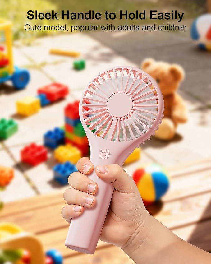 TriPole 2 Pack Mini Portable Handheld Fan Pink, 3 Speeds Powerful Personal Battery Hand Held Fan for Travel Trip Outdoor Concerts, Cute Small Rechargeable Lash Fan for Makeup Skincare Drying