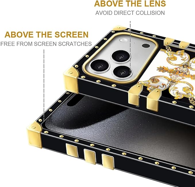 for iPhone 17 Pro Case Luxury Golden Decoration for Girl Women Soft TPU Shockproof Protective Hard PC Back for iPhone 17 Pro Crazy Pattern Gold Grain Flowers
