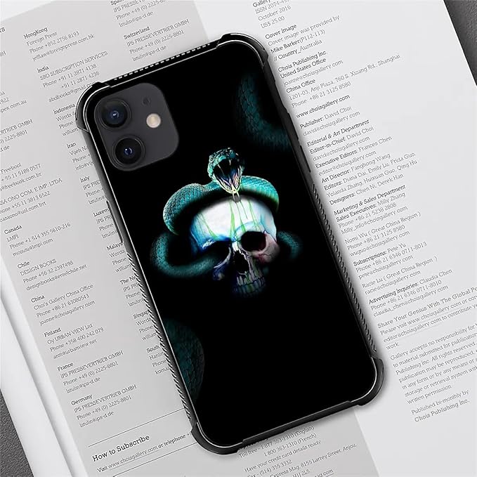 for iPhone 12/12 Pro Case, Skeleton Winding Snake Pattern Graphic Design Girl Boy Soft Silicone Hard Acrylic Shock Protection for iPhone 12/12 Pro