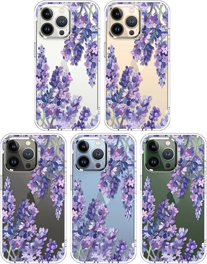 MOSNOVO Case for iPhone 13 Pro, [Buffertech 6.6ft Military-Grade Drop Protection] [Anti Peel Off Tech] Clear TPU Bumper Phone Case Cover Design - Lavender