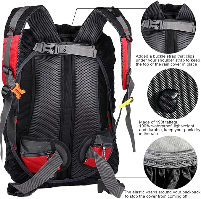 Waterproof Backpack Rain Cover with Anti Slip Buckle Strap for Camping, Hiking, Traveling, Hunting, Biking, 15-80L