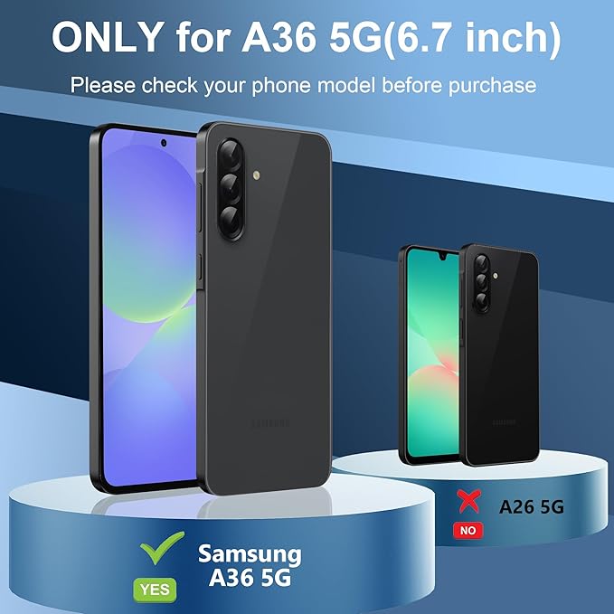 for Samsung Galaxy A37 A36 5G Phone Case with Built-in Screen Protector, Waterproof Case Rugged Full Body Underwater Dustproof Shockproof Drop Proof Protective Cover for Samsung A37 A36 5G, Black