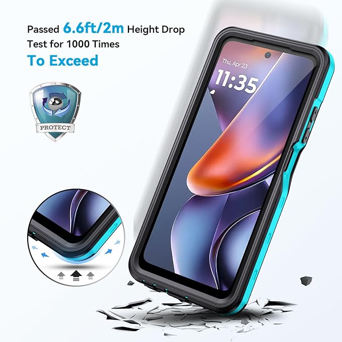Lanhiem for Moto G 5G 2025 Case, IP68 Waterproof Dustproof Shockproof Case with Built-in Screen Protector, Full Body Underwater Protective Cover for Moto G 5G Only, Blue