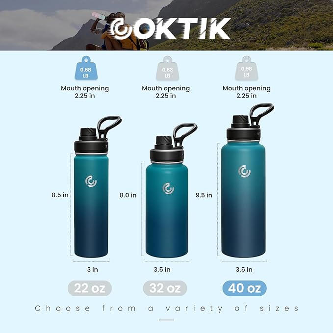 Sports Water Bottle 40oz, Insulated Water Bottle with Handle,Stainless Steel,Simple Modern,Suitable for Travel, School, Boy, Girl(Dark Night)