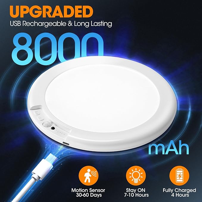Gotopceed Rechargeable Motion Sensor Ceiling Light with Remote - Magnetic Wireless Ceiling Light Battery Powered for Closet Shower Stairs Shed Hallway ect