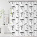 Grey and White Bow Shower Curtain, Grey Modern Aesthetic Bowknot with Polka Dot Cute Girly Bathroom Curtain Waterproof Fabric Machine Washable with Hooks, 60" Wx72 L
