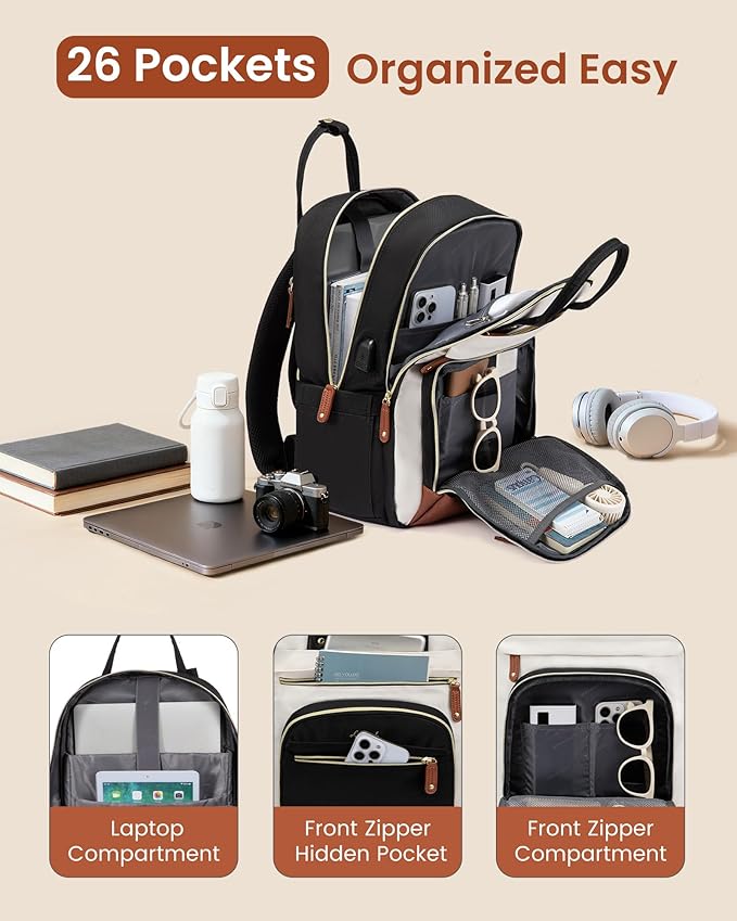 LOVEVOOK Backpack for Women,Laptop Backpack Women,Fits 17 Inch Laptop Bag,School Backpacks,Fashion Travel Work Anti-theft Bag,Waterproof Business Computer College Backpack Purse,Blue-green-Beige white