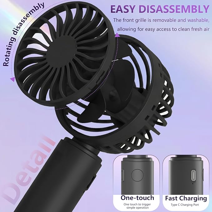 JODNO Mini Portable Handheld Fan 4-Pack, USB Rechargeable Battery Powered Small Personal Fan Desk Eyelash Fans with 3 Speeds Summer Gift for Women Men Makeup Office Outdoor Travel Camping