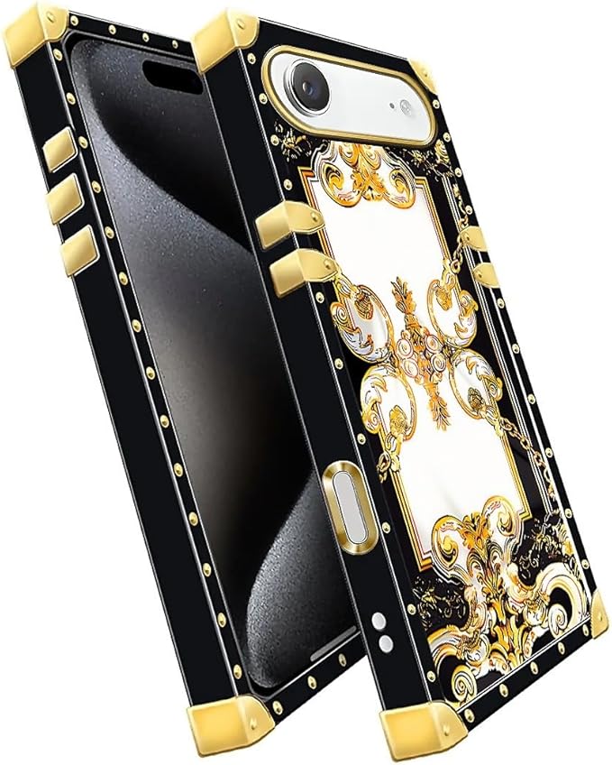 for iPhone 17 Air Case Luxury Golden Decoration for Girl Women Soft TPU Shockproof Protective Hard PC Back for iPhone 17 Air Crazy Pattern Gold Grain Flowers