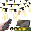 Solar Lights Outdoor Waterproof: ST38 100FT 30M Shatterproof Bulbs Patio Lights - Solar Powered & USB Charging- Remote Control 3 Light Modes Dimmable Solar Light - Camping Backyard Garden