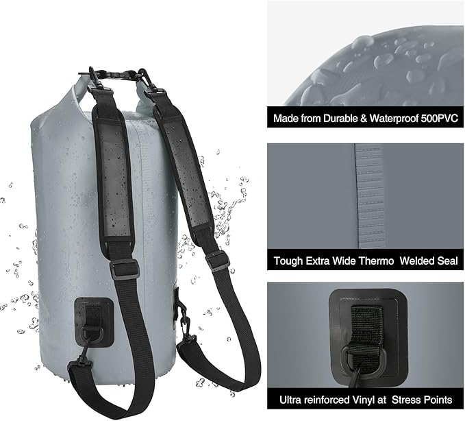 Piscifun Dry Bag, Waterproof Floating Backpack 10L/20L/30L/40L with Waterproof Phone Case for Boating, Kayaking, Fishing