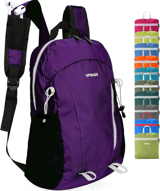 VPBAGE 15L Water-resistant Hiking Daypack for Women, Small Backpack Travel Outdoor, Lightweight Day Pack with Tool Loops
