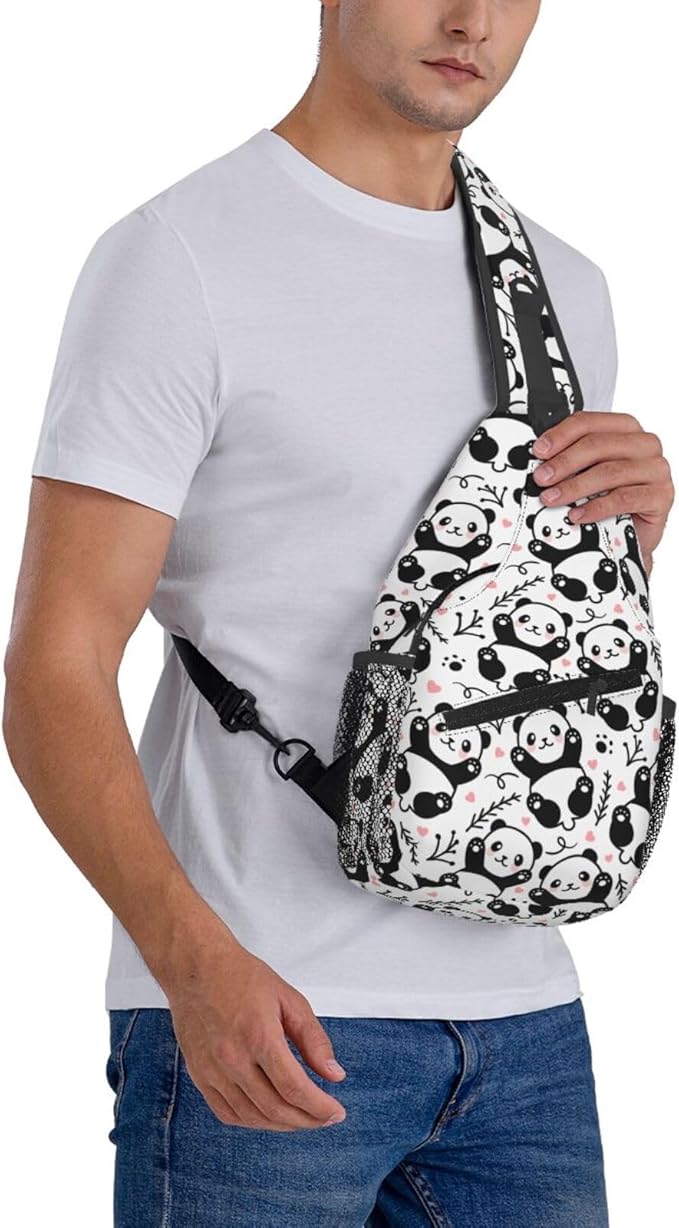 Cute Panda Sling Bag For Women Men Funny Backpack Crossbody Shoulder Bag Sling Backpack Chest Bag Travel Hiking Casual Sport Daypack