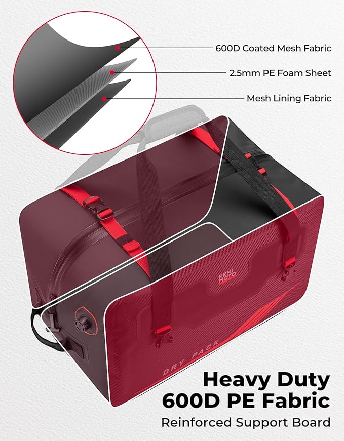 KEMIMOTO Waterproof Duffle Bag 45L Heavy Duty Marine Dry Bags Backpack Jet Ski Motorcycle Tail Bag Large Storage Travel Luggage For Boat Camping With Quick-Fixed Straps Compatible With Sea-Doo LinQ