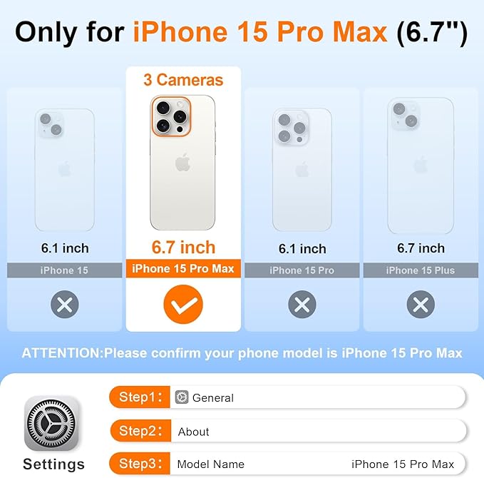 WIFORT for iPhone 15 Pro Max Waterproof Case, [IP68 Underwater Dustproof][Built-in Screen][15FT Military Shockproof], 360 Full Body Sealed Protection Cover Magnetic Frosted Phone Case, 6.7" Black