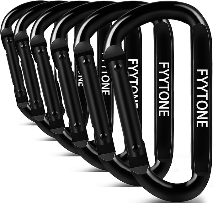Black Steel Heavy Duty Carabiner Clip, 880 lbs 3" Carabiners D Ring Spring Snap Hooks for Hammocks, Camping, Hiking, Keychains, Outdoors and Gym, Dog Leash.