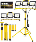 21000 LM LED Work Light with Stand, 3-Head Adjustable Portable Tripod Light with Individual Switches, IP66 Waterproof, 16.4FT Cord for Garage Workshop Job Site Construction Indoor Outdoor Lighting