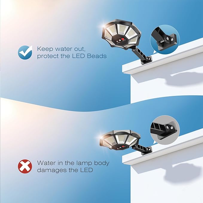 OKPRO Solar Lights Outdoor, 168LED 6500K Flood Light Dusk to Dawn, 8 Sides Solar Outdoor Lights with Motion Sensor, IP66 Waterproof Solar Street Lights Outdoor for Yard, Pools(2 Pack)