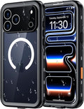 Red2Fire for iPhone 17 Pro Case Waterproof, [Built-in Screen Protector & Camera Protector][Compatible with MagSafe][Full Body Shockproof][IP68 Waterproof][Dustproof] Phone Case 6.3" Black/Clear