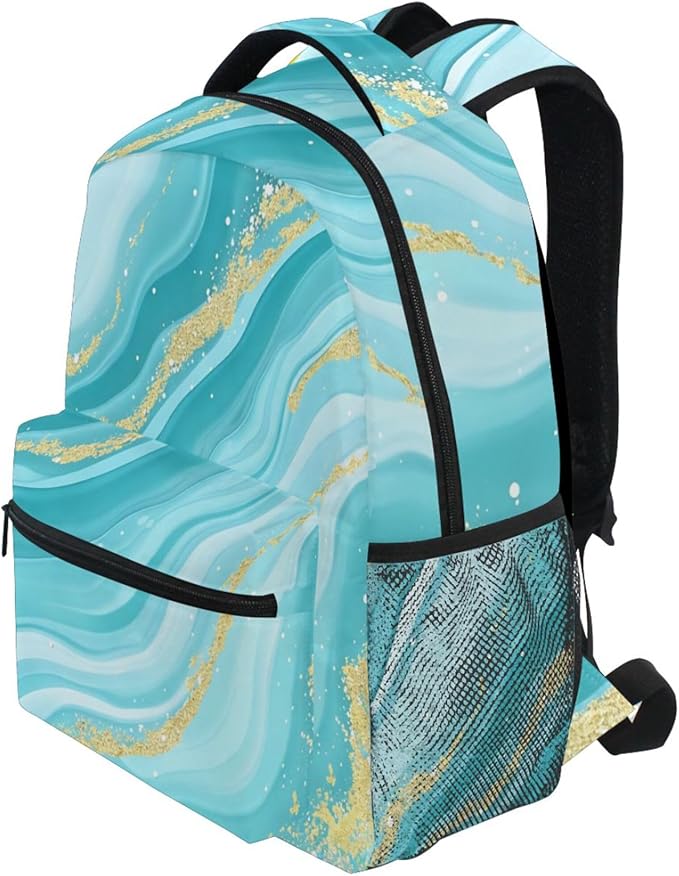 Wamika Turquoise Tie Dye Backpack Green Blue Marble School Backpacks Preschool Book Bag