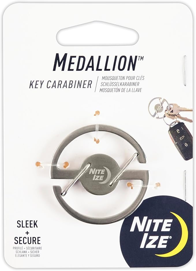 Nite Ize Medallion Key Carabiner, Stainless Steel Key Ring Carabiner With Dual Gates