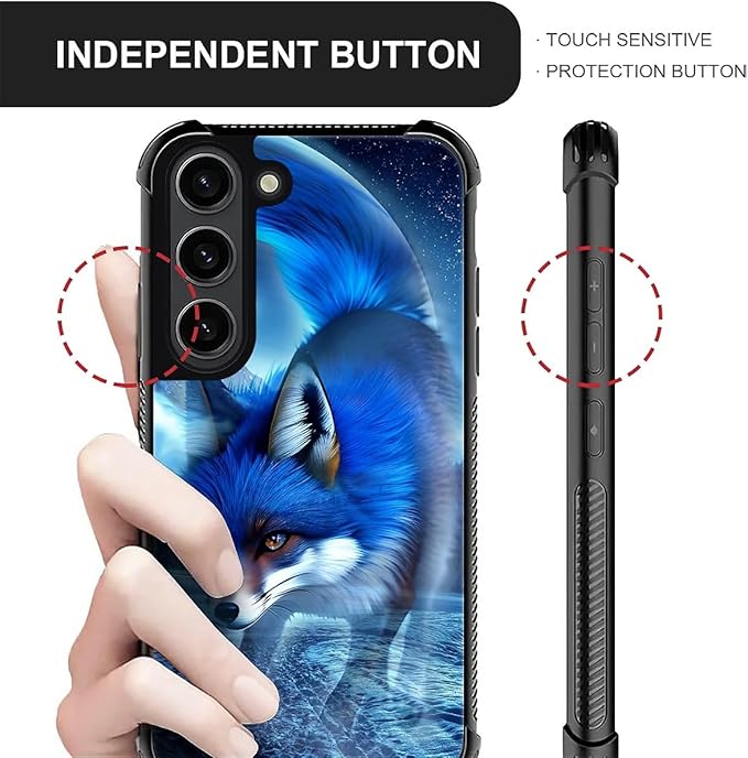 for Samsung Galaxy S23 Case, Snowy Mountain Fox Lake Pattern Graphic Design Girl Boy Soft Silicone Hard Acrylic Shock Protection for Samsung Galaxy S23