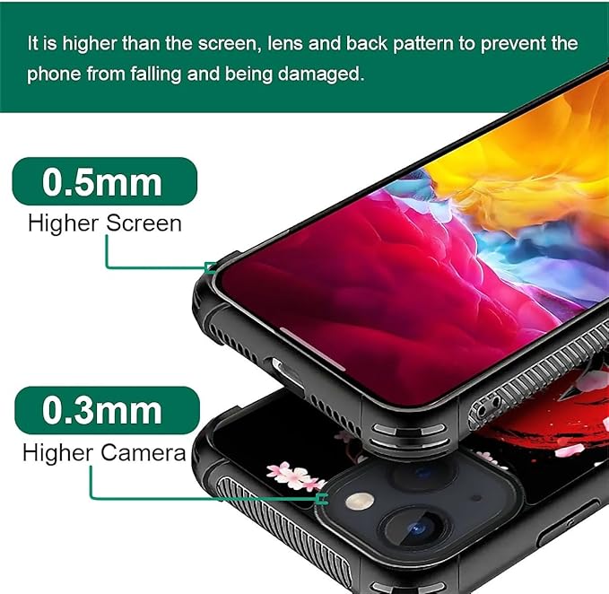 for iPhone 15 Plus Case, Sakura Japanese Samurai Pattern Graphic Design Girl Boy Soft Silicone Hard Acrylic Shock Protection for iPhone 15 Plus