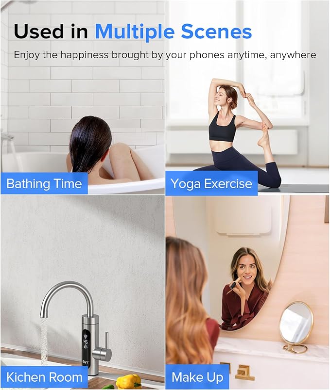 LC-dolida Shower Phone Holder Waterproof 480 Rotation Phone Stand Case Mount for Bathroom Batheub Kitchen Wall Mirro Compatible with iPhone 17 16 15 14 13 Plus Pro Max XS XR up to 6.8" Cell Phone