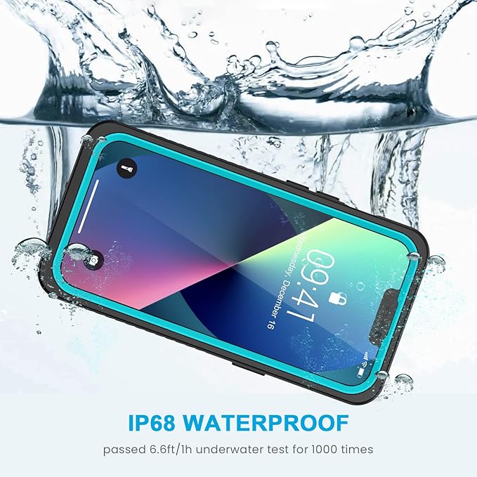 Lanhiem for iPhone 13 Case, IP68 Waterproof Dustproof Shockproof Cases with Built-in Screen Protector, Full Body Sealed Protective Front and Back Cover for iPhone 13, 6.1 inch (Blue)