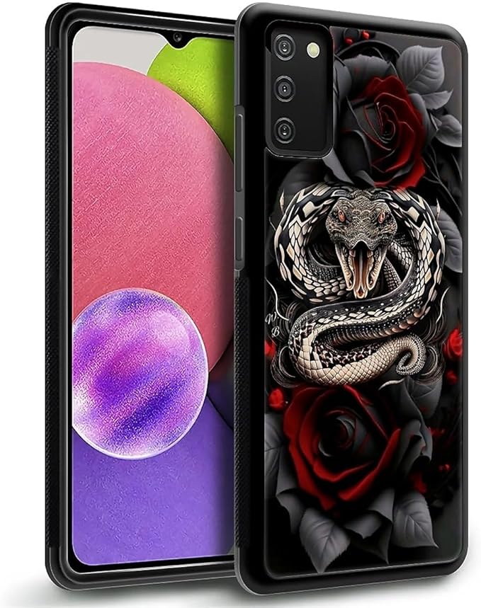 for Samsung Galaxy S20 FE Case, Entwined Rose Snake Pattern Graphic Design Girl Boy Soft Silicone Hard Acrylic Shock Protection for Samsung Galaxy S20 FE