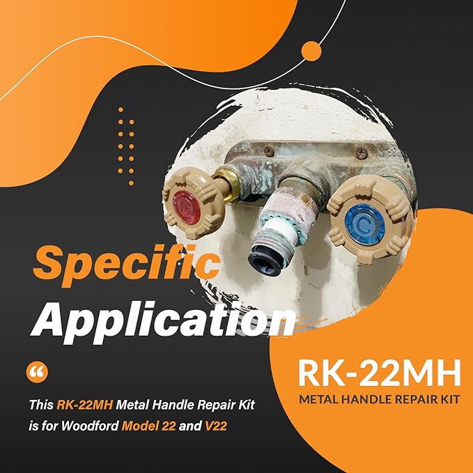 RK-22MH Repair Kit Metal Handle Replacement for Woodford Model 22 and V22 Outdoor Wall Faucets, Round Handle (18Pcs)