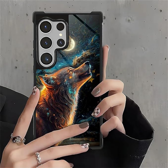 for Samsung Galaxy S26 Ultra Case,Graphic Design for Girl Boy Soft Silicone Hard Acrylic Shock Protection Designed for Samsung Galaxy S26 Ultra Star Cave Hungry Wolf Pattern