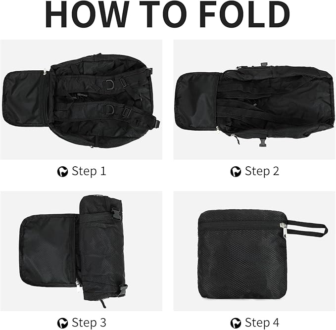 Small Hiking Backpack Travel Lightweight Hiking Packable Daypack Water-Resistant Foldable Backpacks 15L for Travel Women Men Camping (Black)