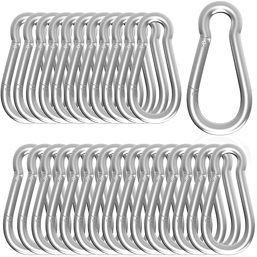 Carabiner, Heavy Duty Galvanized Steel Spring Snap Hook Carabiner Clips with 770LBS Holding Capacity, Ideal for Outdoor, Hammock, Swing and Travel (M10 4Inch, 15PCS)