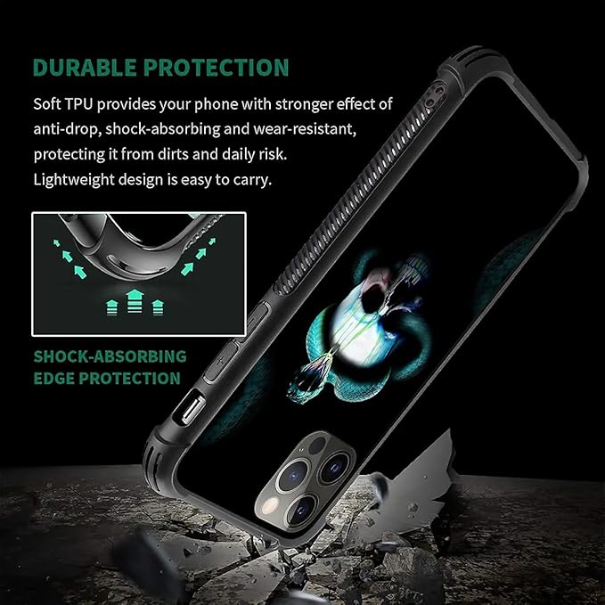 for iPhone 11 Pro Case, Skeleton Winding Snake Pattern Graphic Design Girl Boy Soft Silicone Hard Acrylic Shock Protection for iPhone 11 Pro