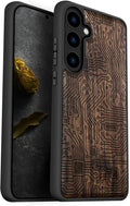 Carveit Wood Case for Galaxy S24 Plus Case [Natural Wood & Black Soft TPU] Shockproof Protective Cover Unique Wooden Design Compatible with S24 Plus (Motherboard-Walnut)