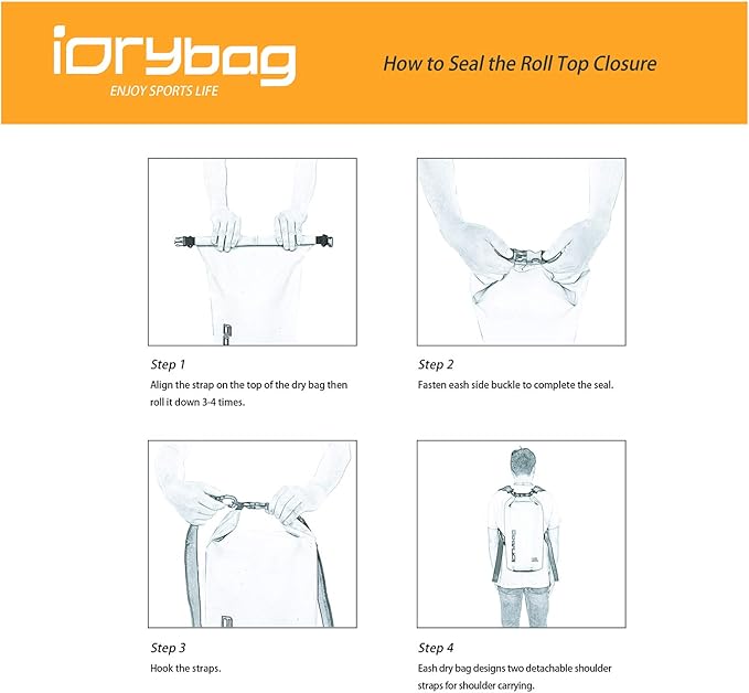 IDRYBAG Dry Bag for Kayaking Waterproof 2L/5L/10L/15L/20L, Small Dry Sack Waterproof Bag for Boating