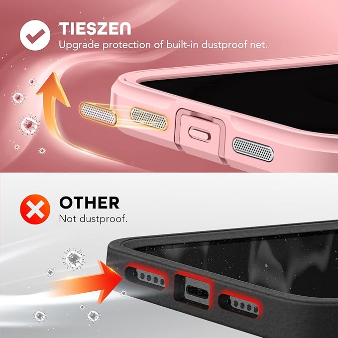 TIESZEN for iPhone 15 Plus Case, Compatible with MagSafe, Built-in Privacy Screen Protector and Camera Protection, Anti Spy Full Body Dustproof Shockproof Hard Phone Case 6.7", Light Pink